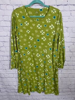 Gudrun Sjoden Womens Floral Jersey Iris Tunic Dress Green Size M Casual